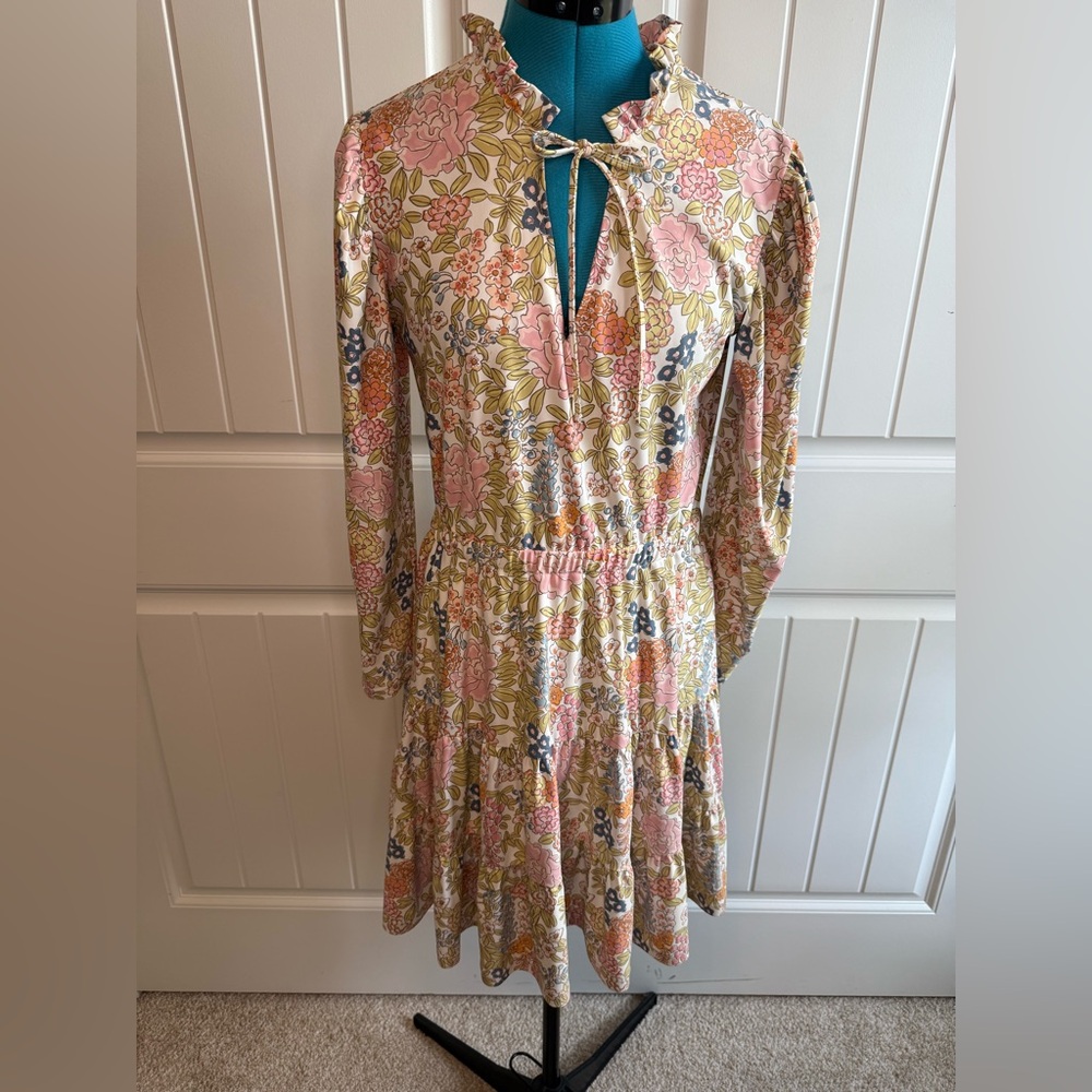 Smith & Quinn Women's Long Sleeve Mini Dress Pink Floral Print Size Small